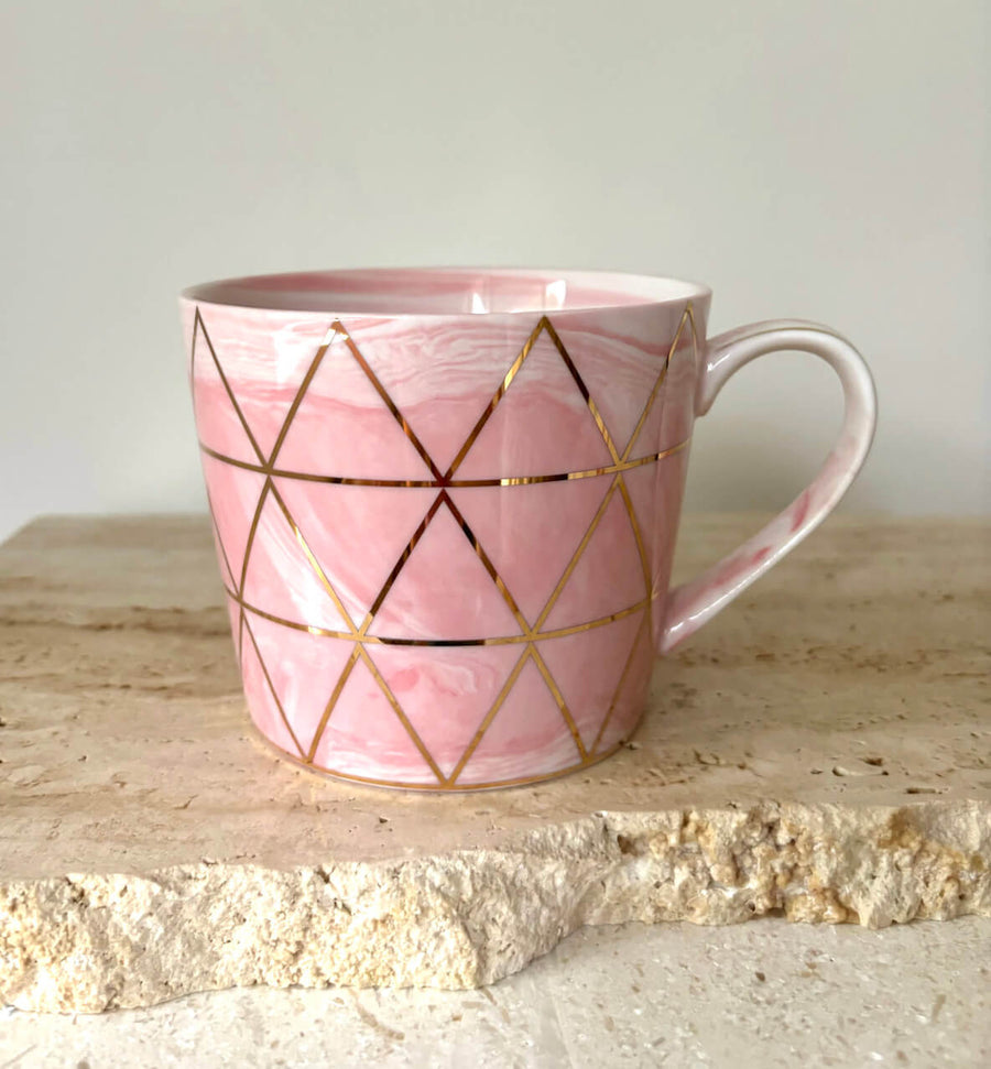 pink gold pyramid mug