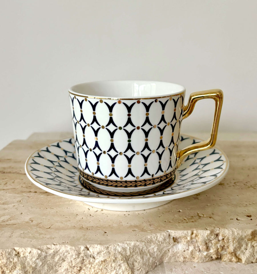 Moroccan gold tea cup and saucer