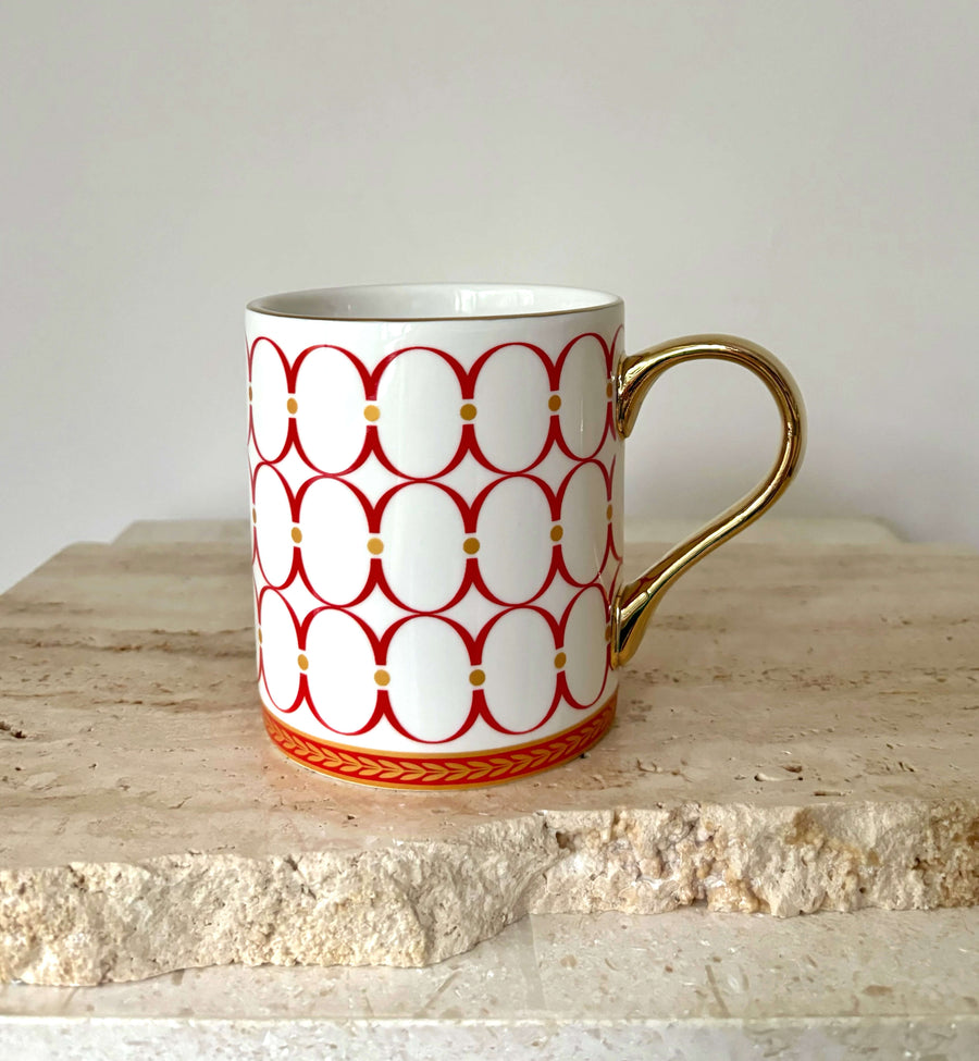 red Moroccan tile mug