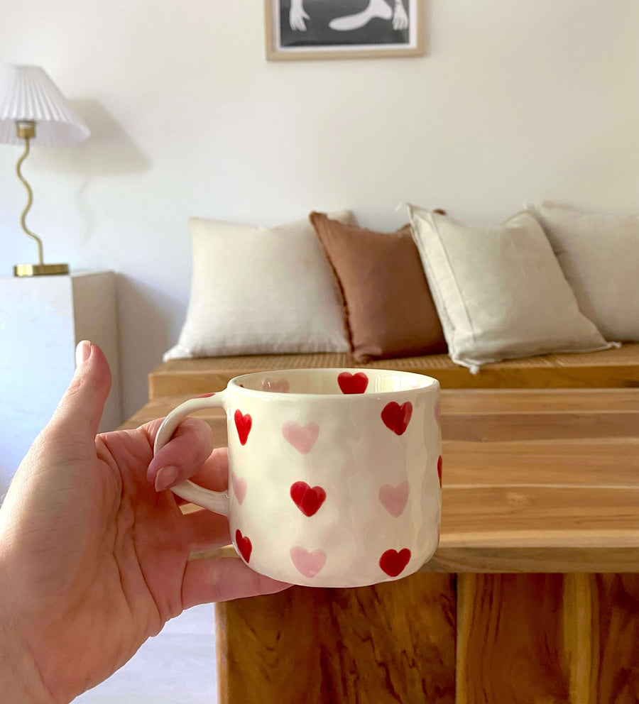 hand painted heart mug