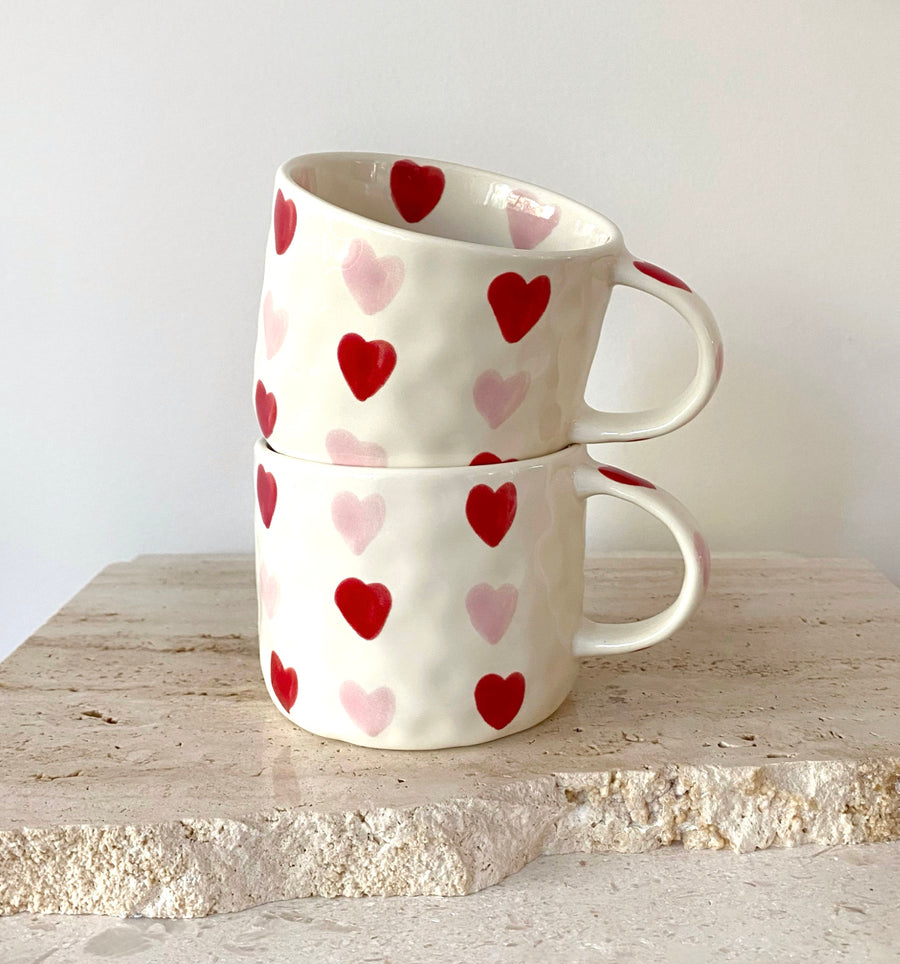 hand painted heart mug