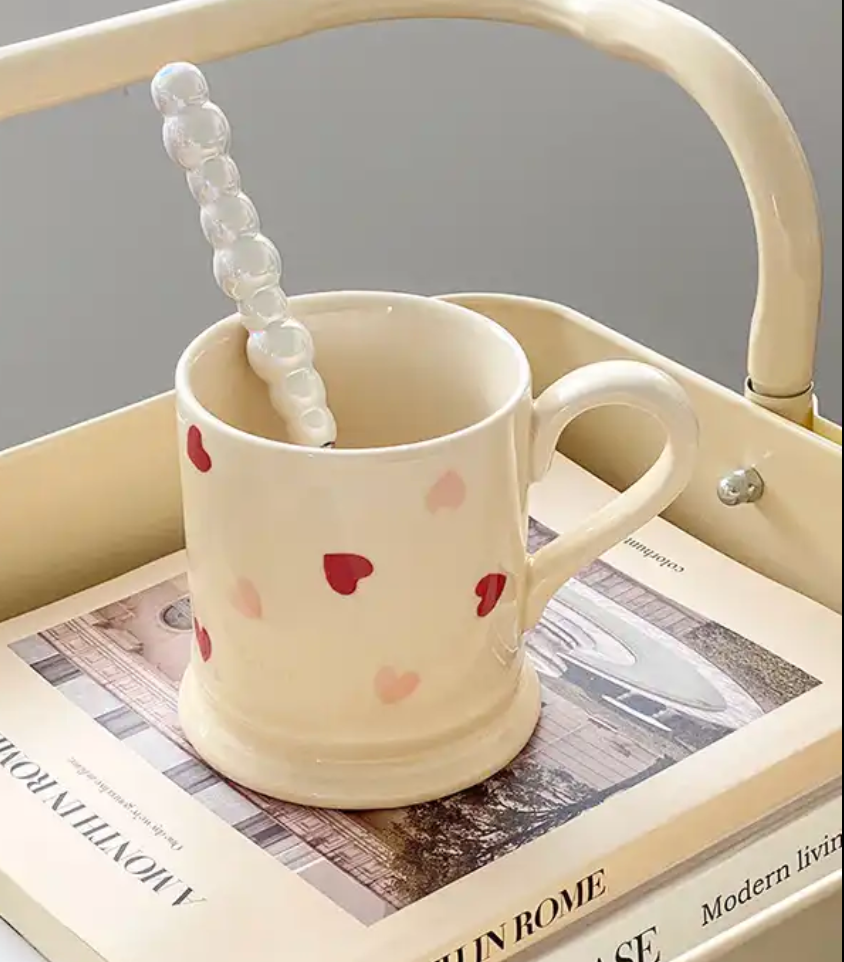 Hearts Hand Printed Mug | Large | Pre-order