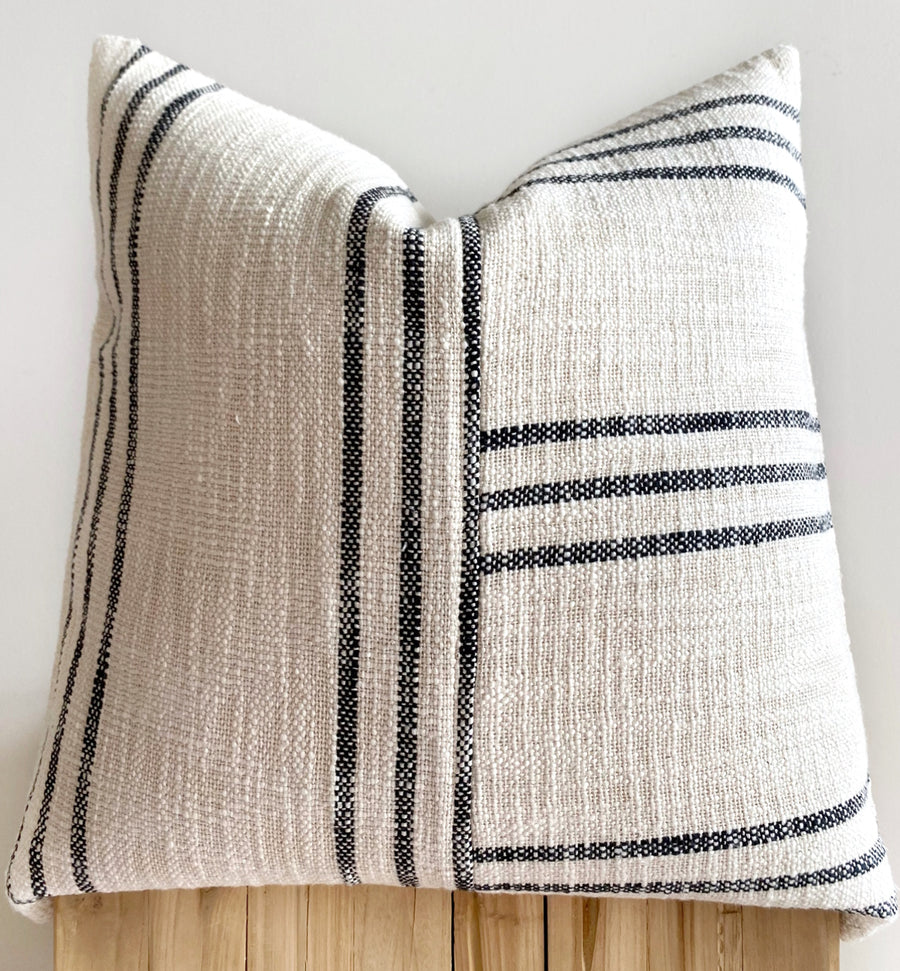 Cream striped cotton cushion Australia