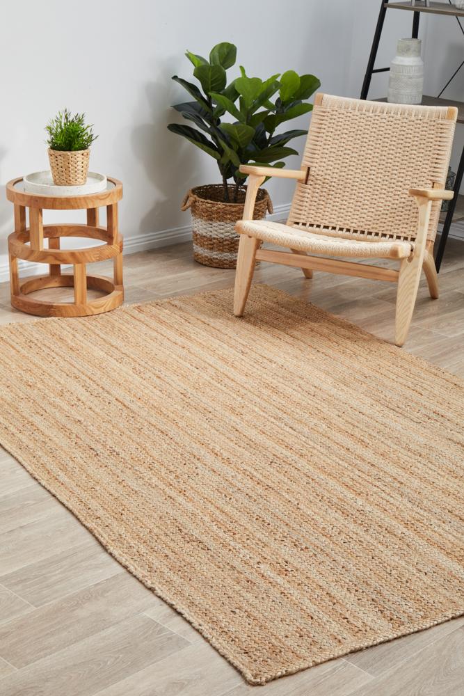 Bondi Natural Rectangle Jute Rug | Hand Braided, Eco-Friendly, 8mm Pile Height. Made in India