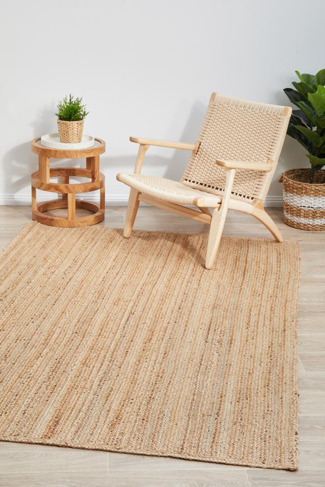 Bondi Natural Rectangle Jute Rug | Hand Braided, Eco-Friendly, 8mm Pile Height. Made in India