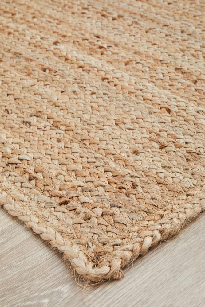 Bondi Natural Rectangle Jute Rug | Hand Braided, Eco-Friendly, 8mm Pile Height. Made in India