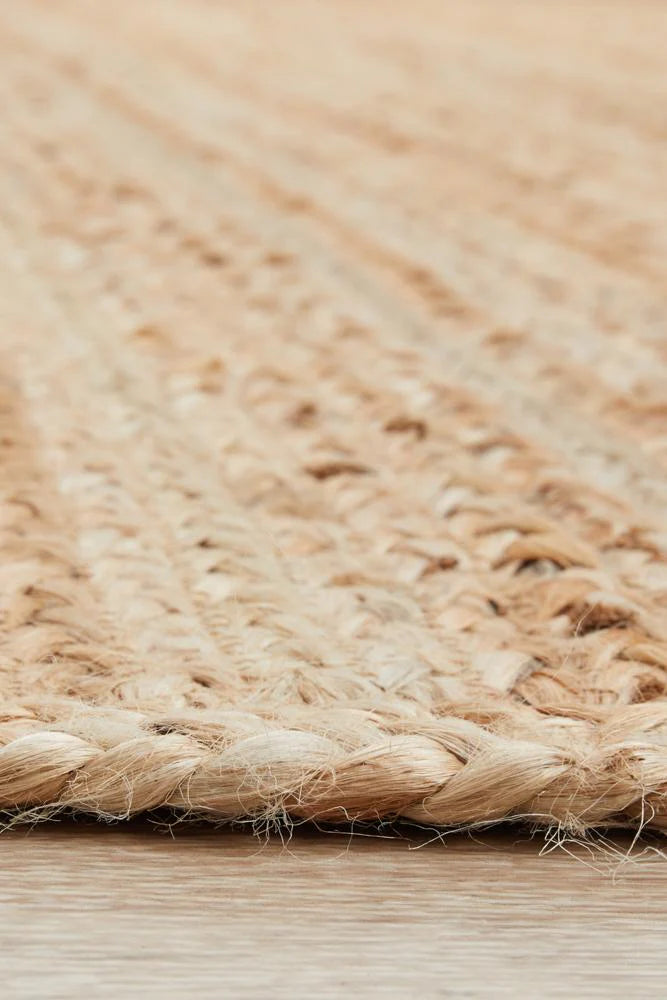 Bondi Natural Rectangle Jute Rug | Hand Braided, Eco-Friendly, 8mm Pile Height. Made in India