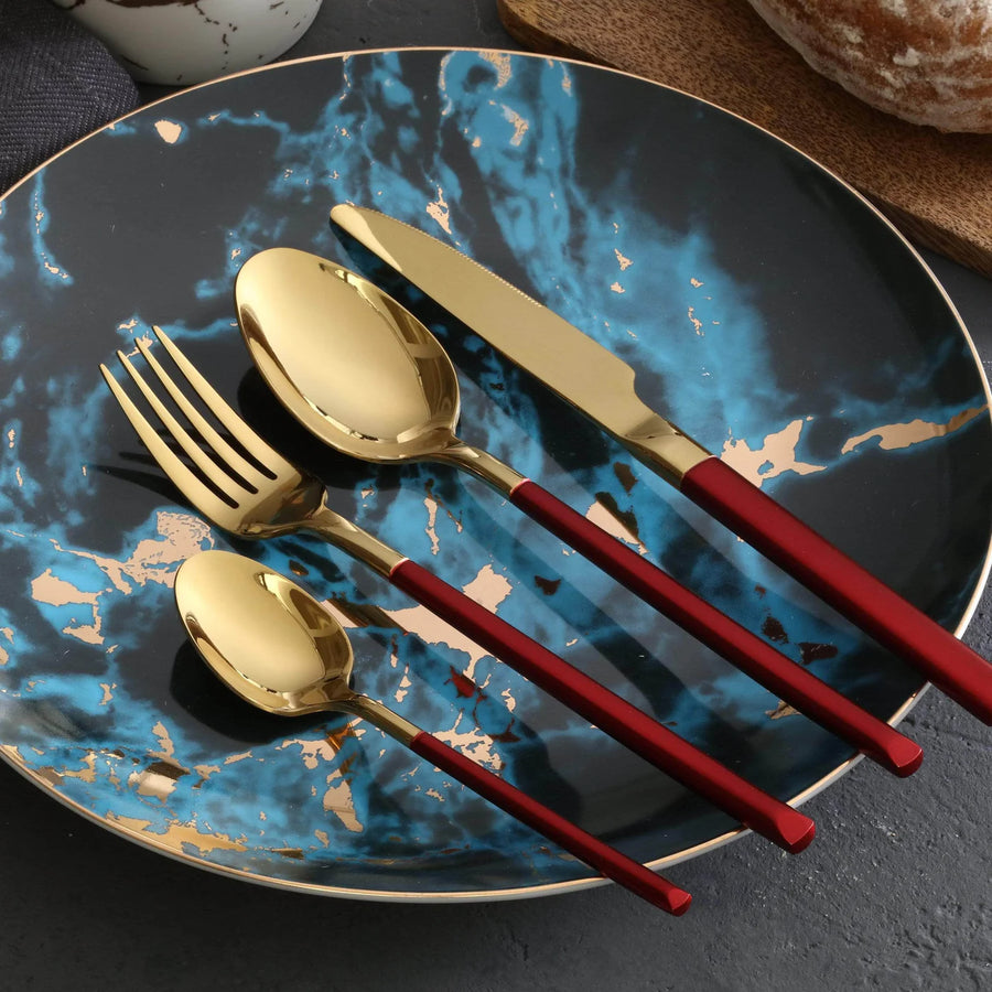 Festive Cutlery Set | Gold & Red