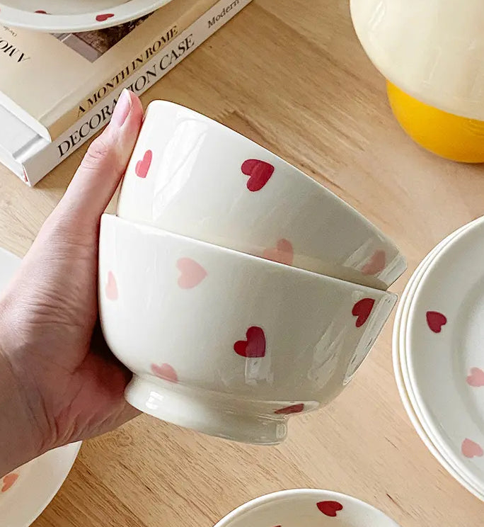 Hearts Hand Printed Dinnerware