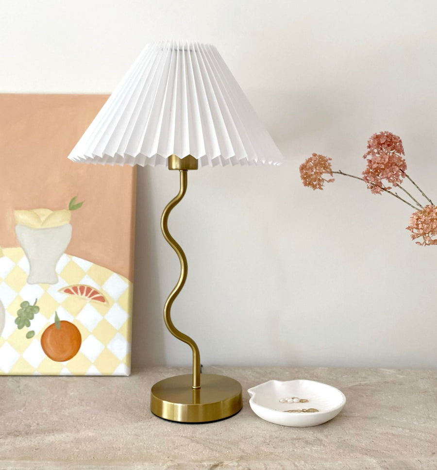 golden brushed brass pleated lamp