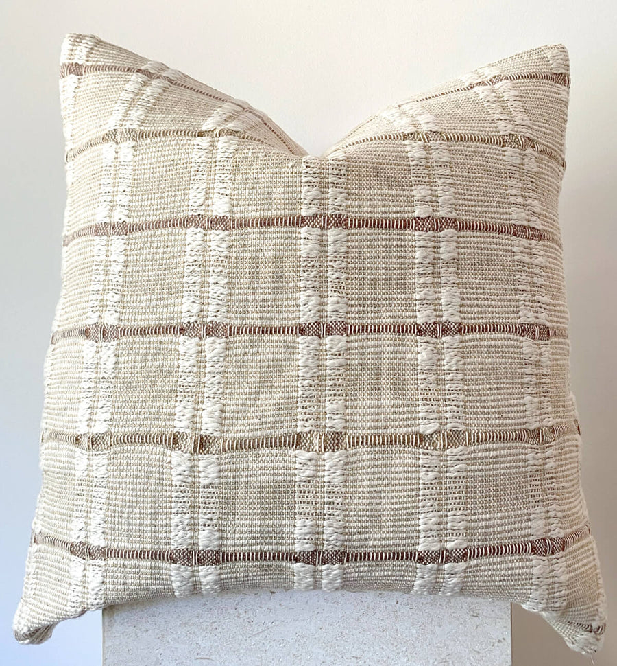 neutral stitched cushion