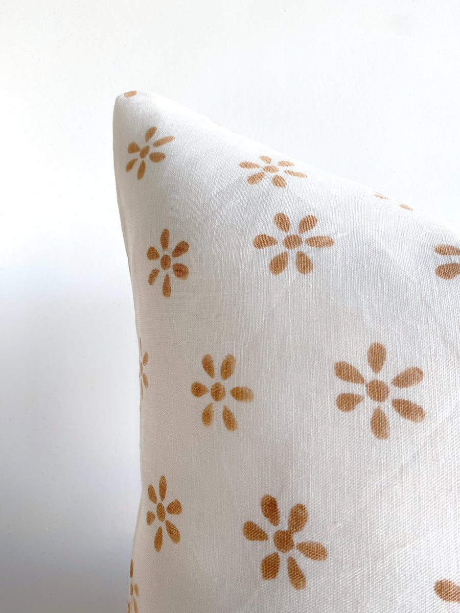 Linen Block-printed Cushion | Latte