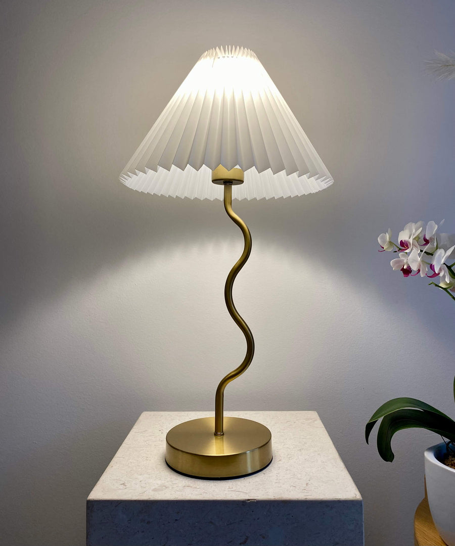 golden brushed brass pleated lamp