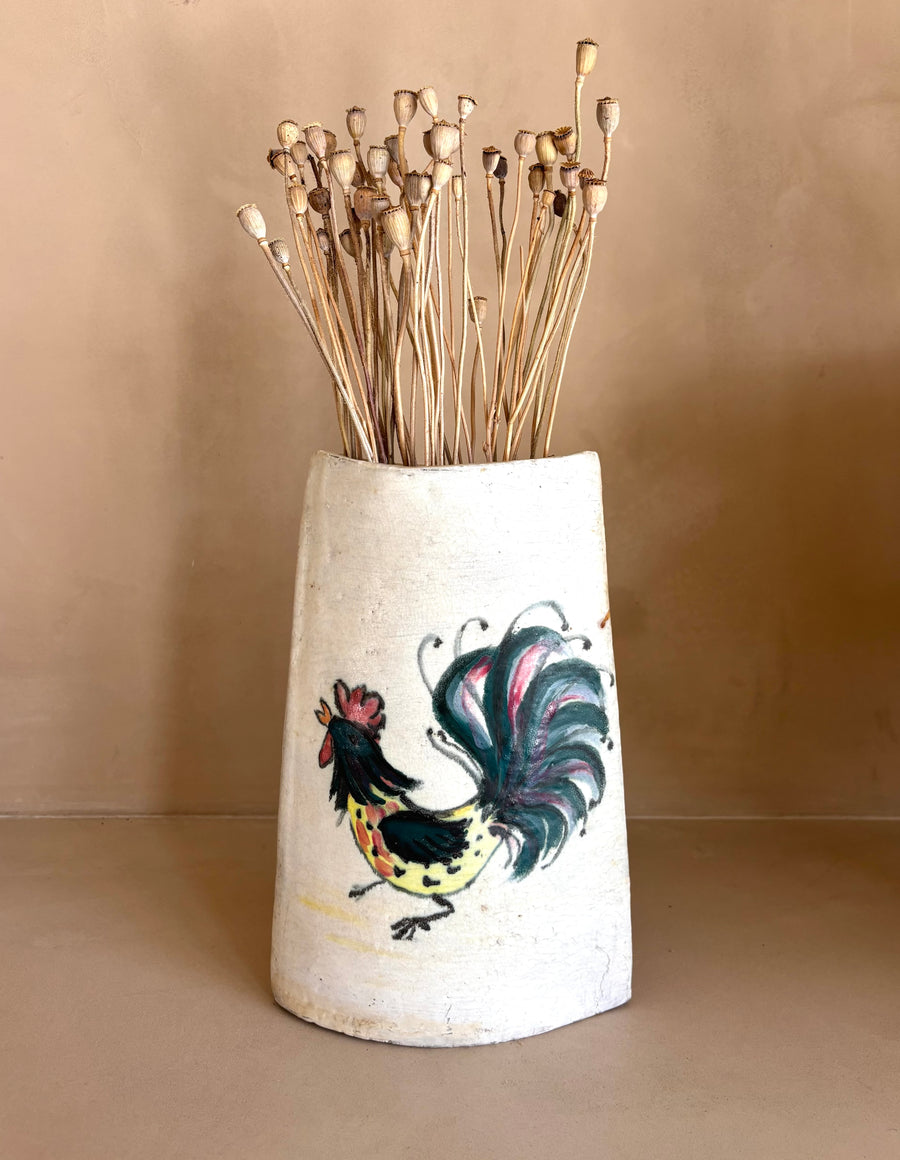 Folk Art Vintage Vase Hand-Painted