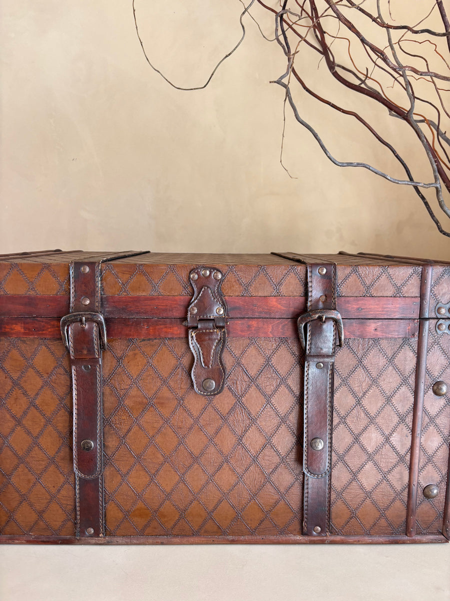 Leather-Bound Vintage Trunk