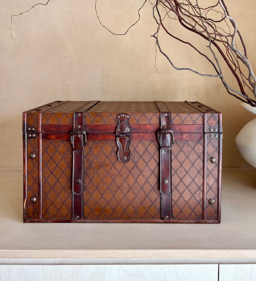 Leather-Bound Vintage Trunk