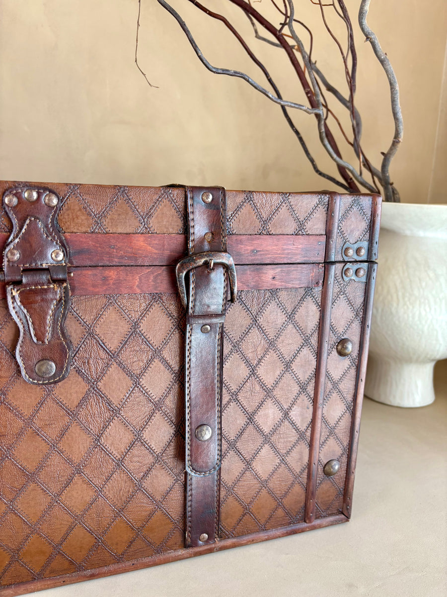 Leather-Bound Vintage Trunk