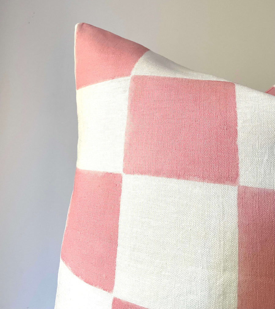 checkered pink cushion