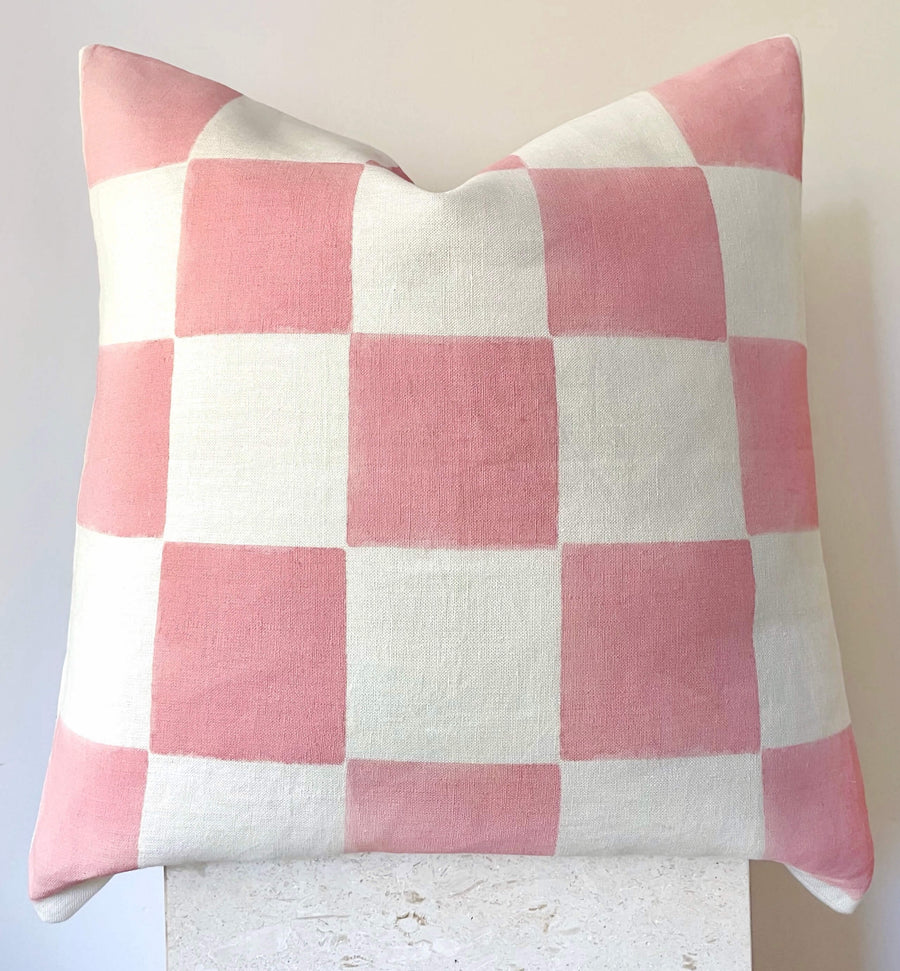 checkered pink cushion