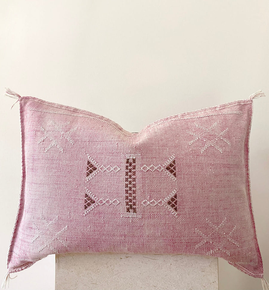 light pink Moroccan cactus silk cushion