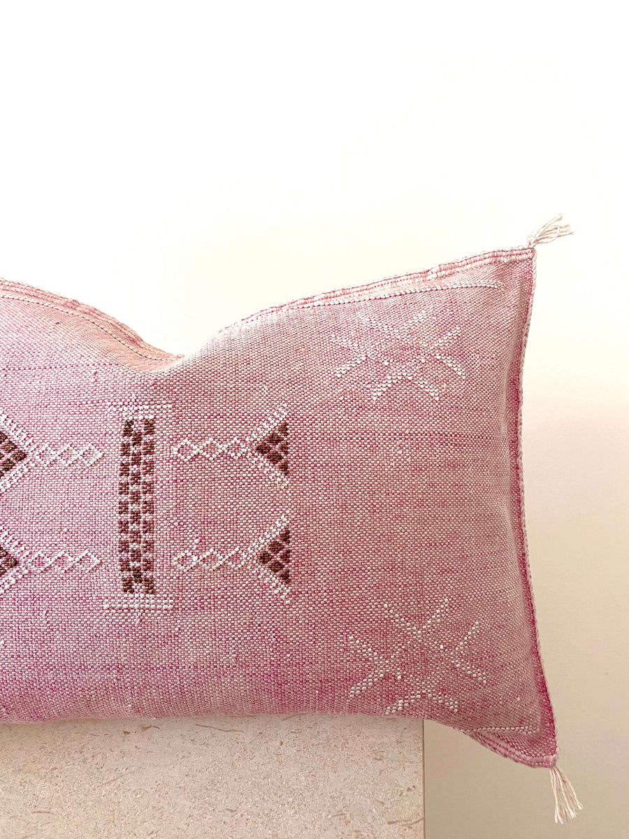 light pink Moroccan cactus silk cushion