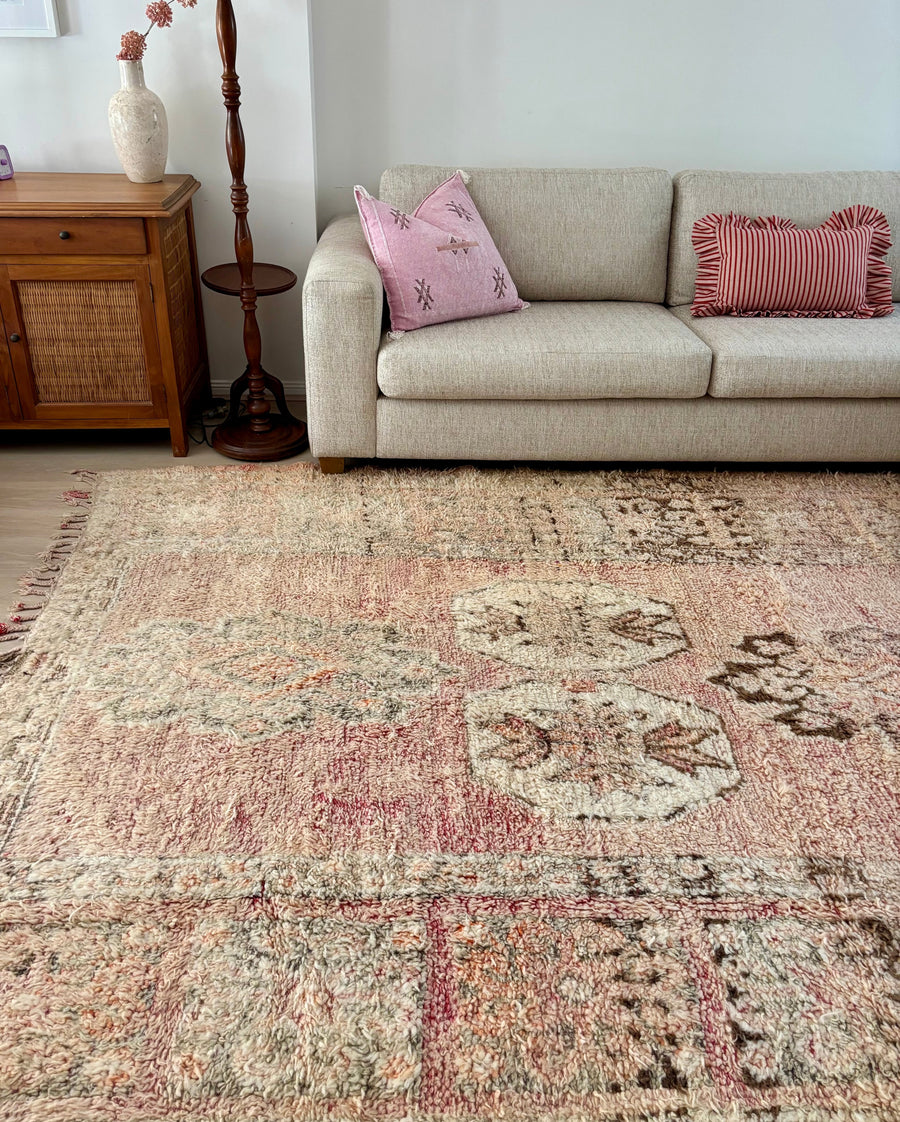 Blush & Soft Mint | Vintage rug