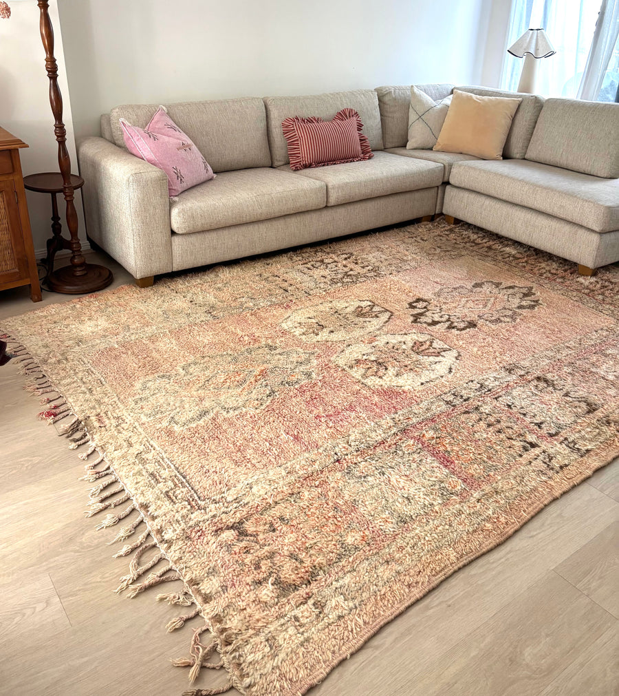 Blush & Soft Mint | Vintage rug