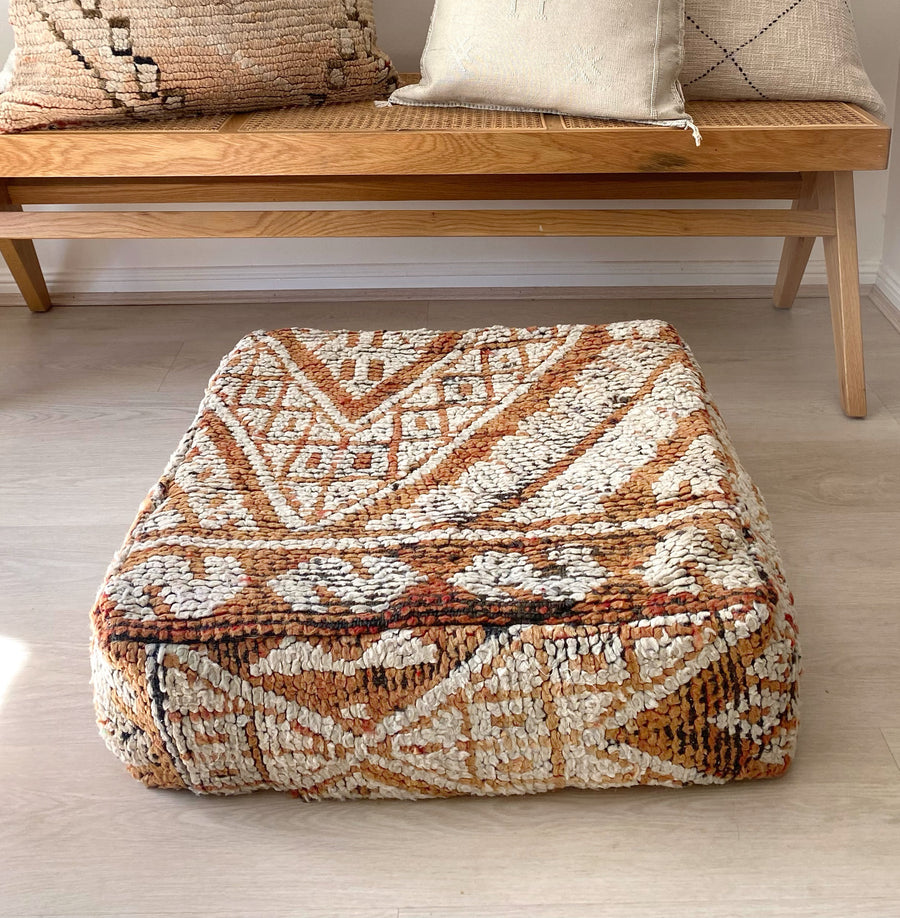 Terracotta Cream Moroccan floor cushion