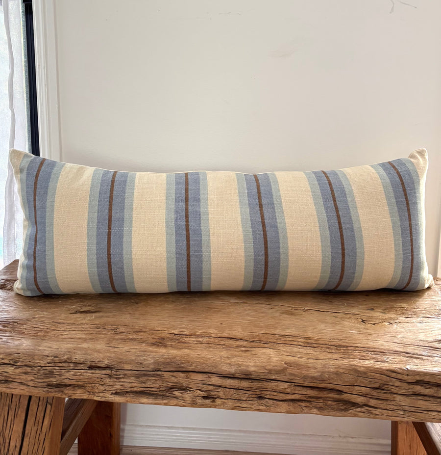 Sea blue Striped lumbar cushion cover