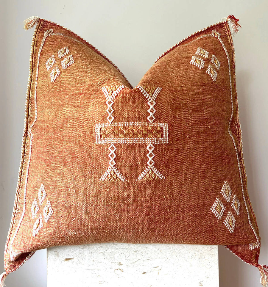 caramel Moroccan cactus silk cushion