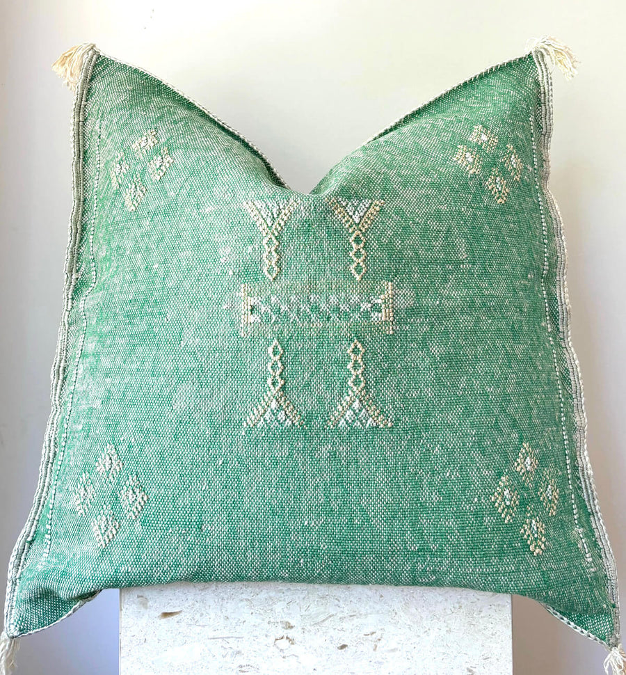 green Moroccan cactus silk cushion