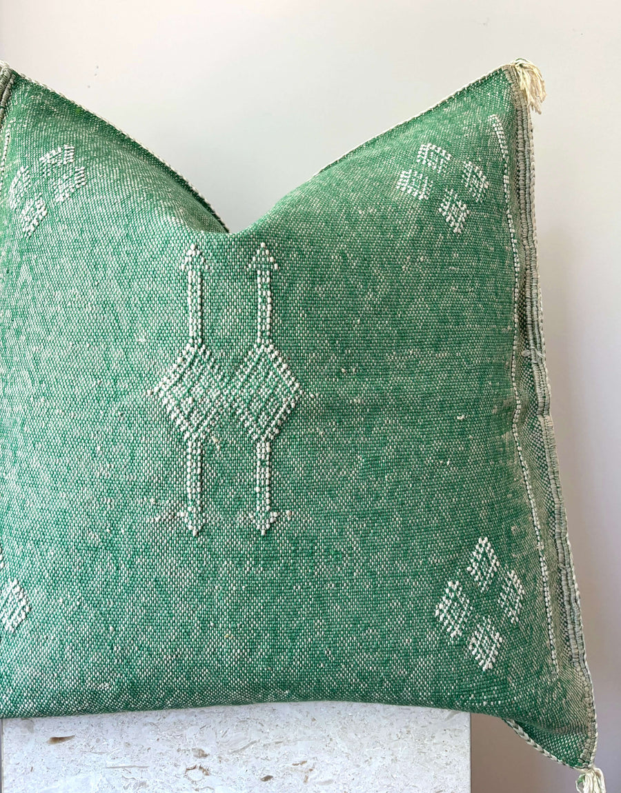 green Moroccan cactus silk cushion