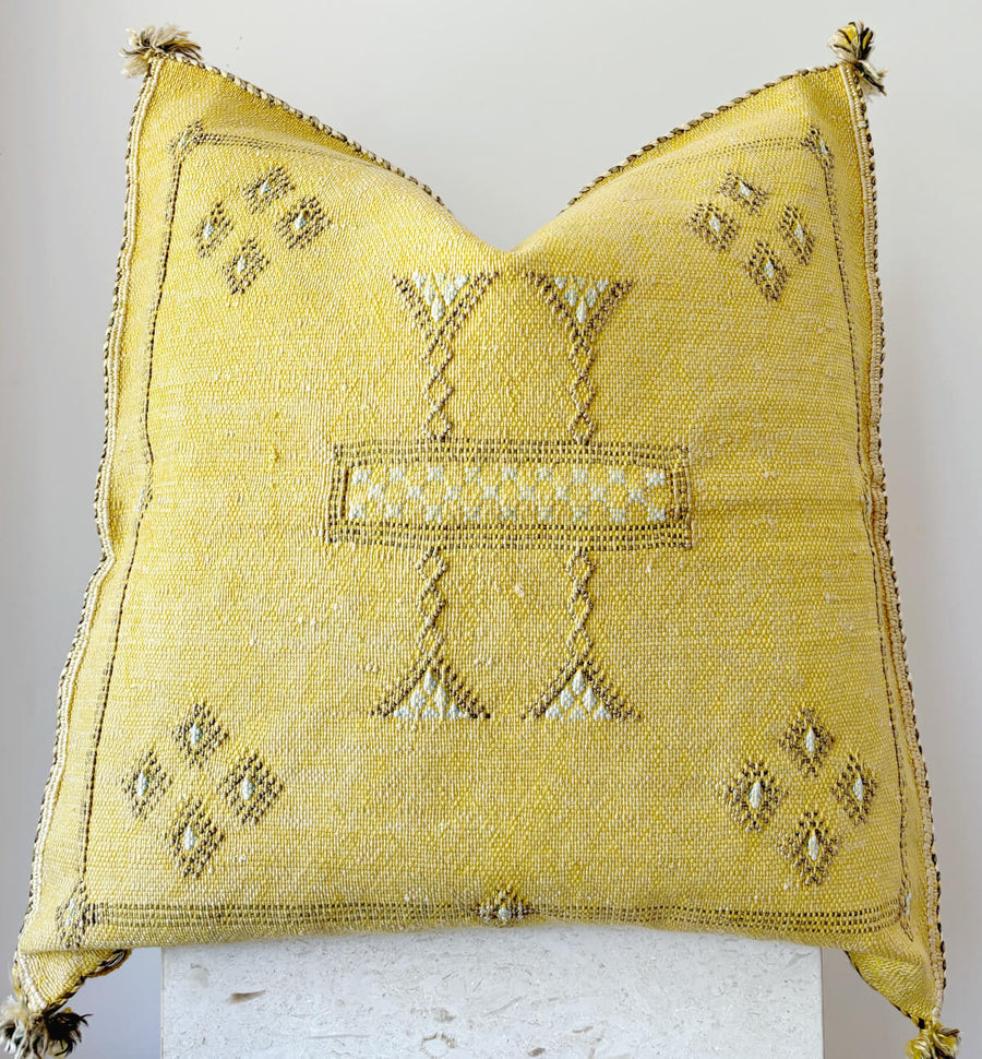 lemon Moroccan cactus silk cushion