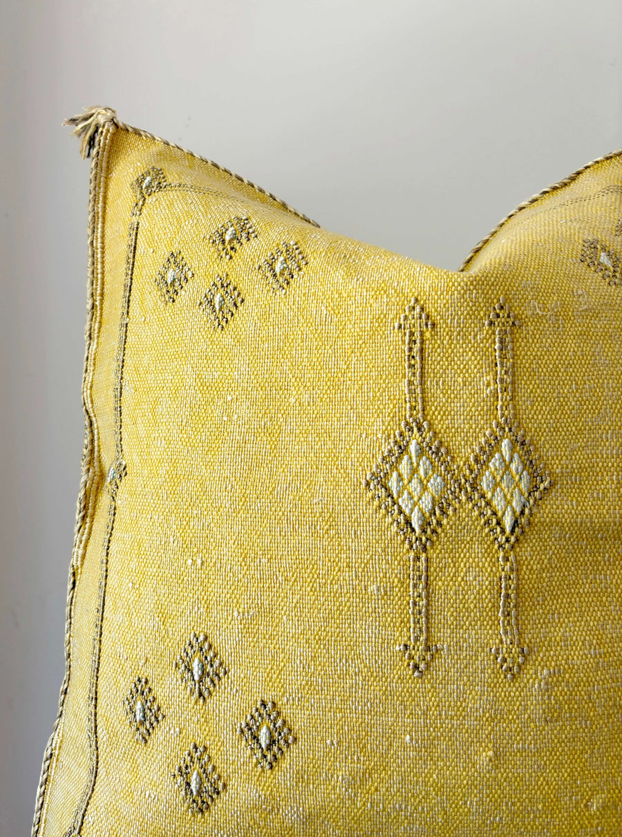 yellow Moroccan cactus silk cushion
