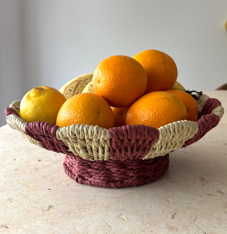 Sienna Woven Bowl Natural / Russet 30.5 x 10cm