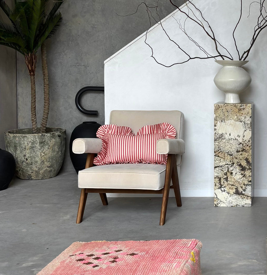 Rae Ruffle Cushion | Crimson
