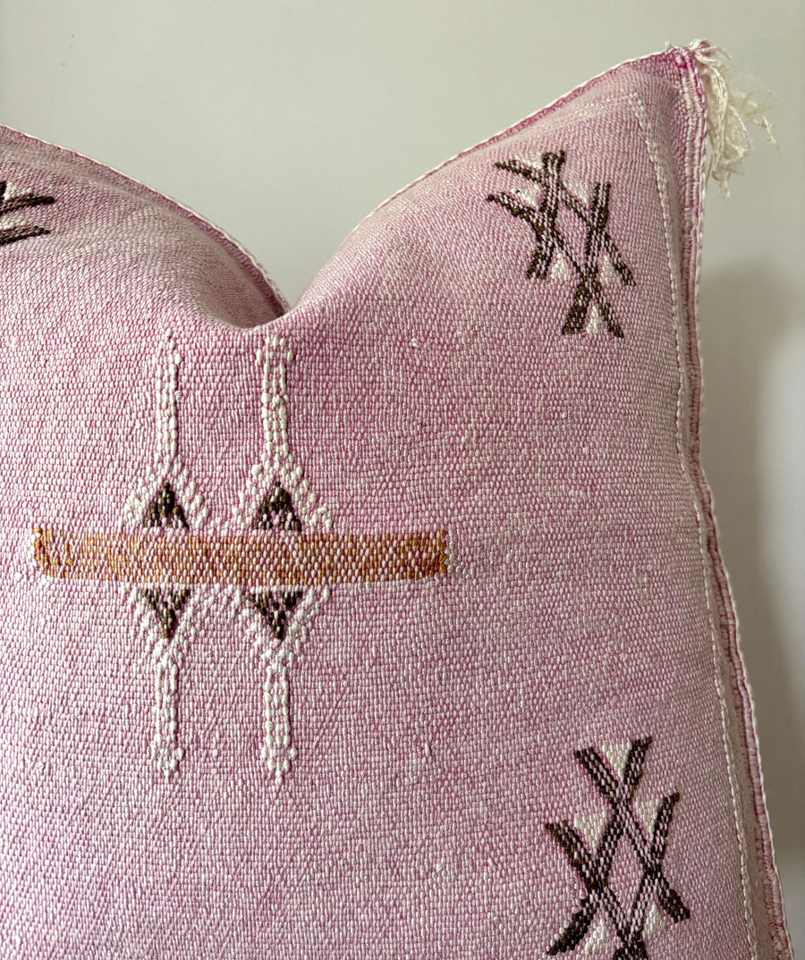 Pink cactus silk cushion