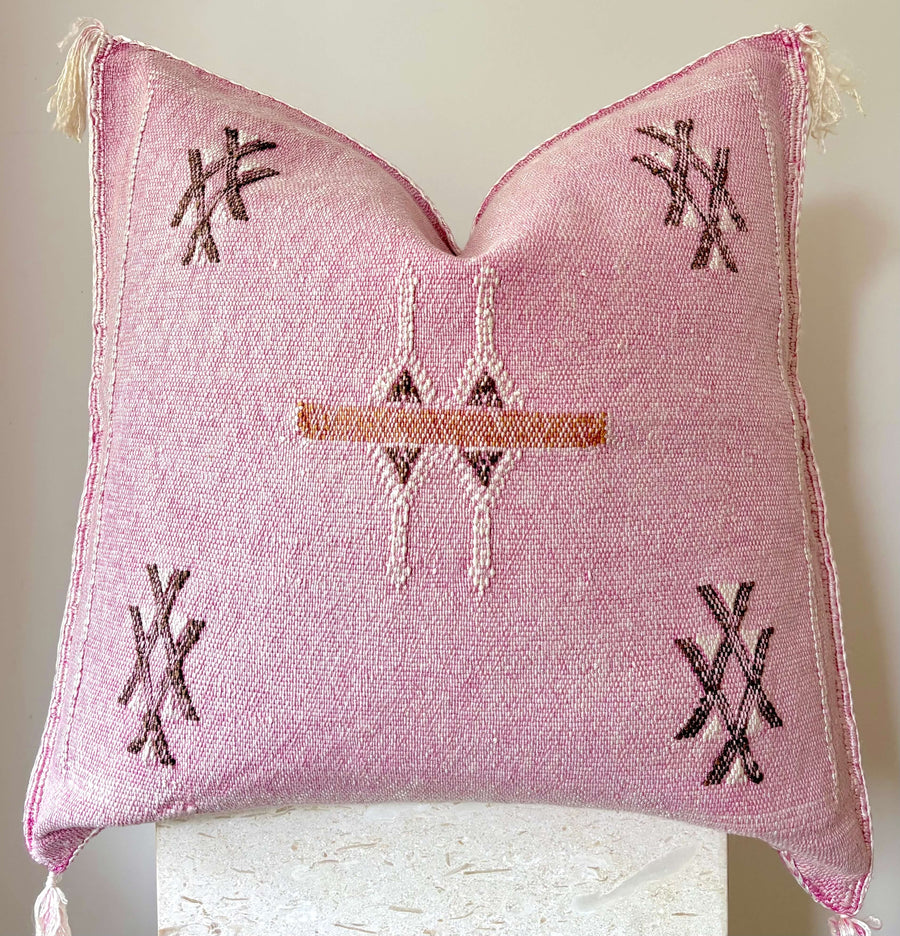 Pink cactus silk cushion