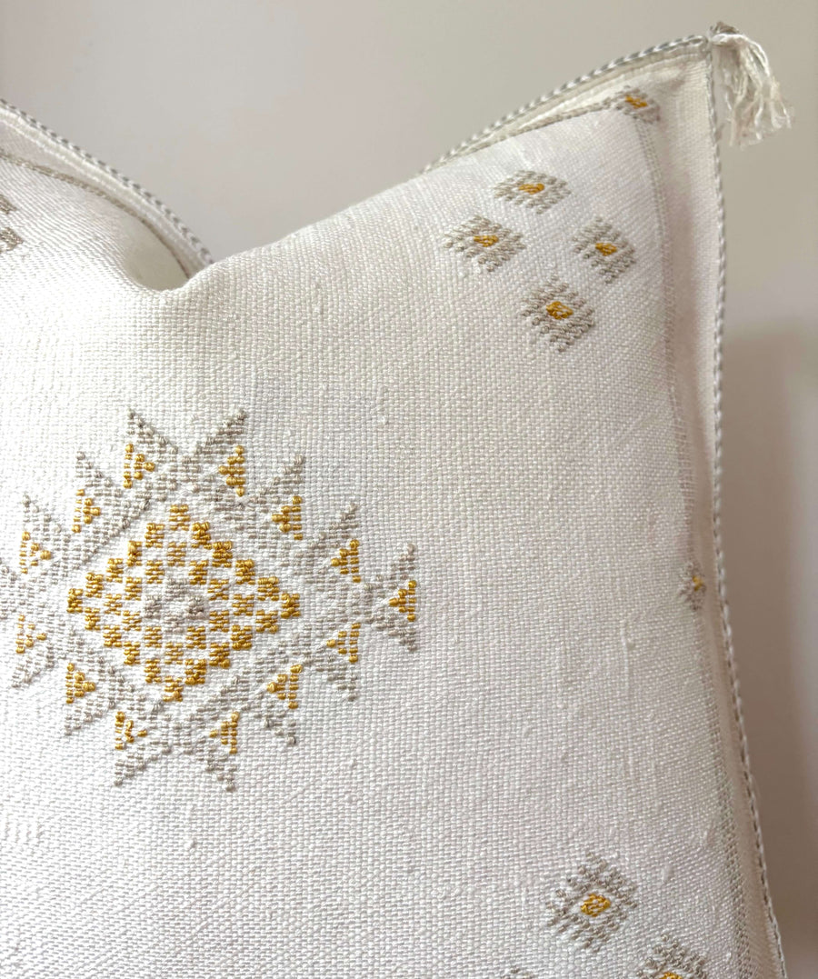 Cream Moroccan cactus silk cushion