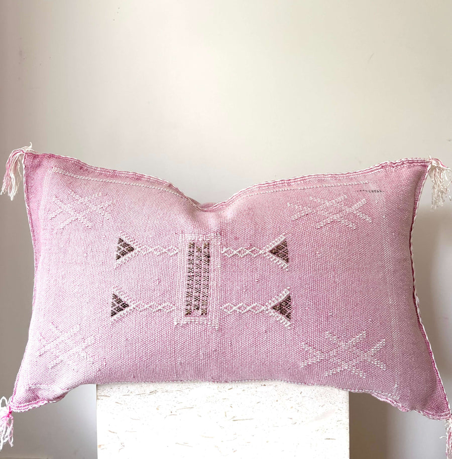 Pink Moroccan cactus silk cushion