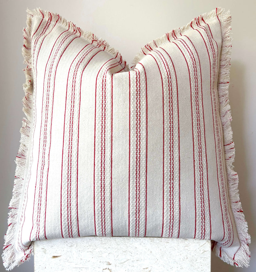 Riley red striped cushion