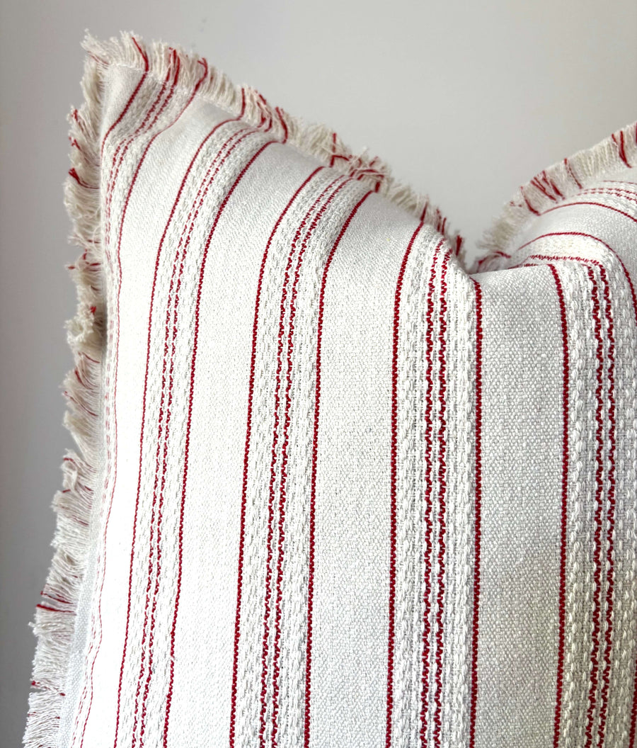 Riley red striped cushion