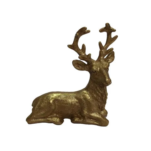 Laying Deer Polyresin 15x7x17cm Gold