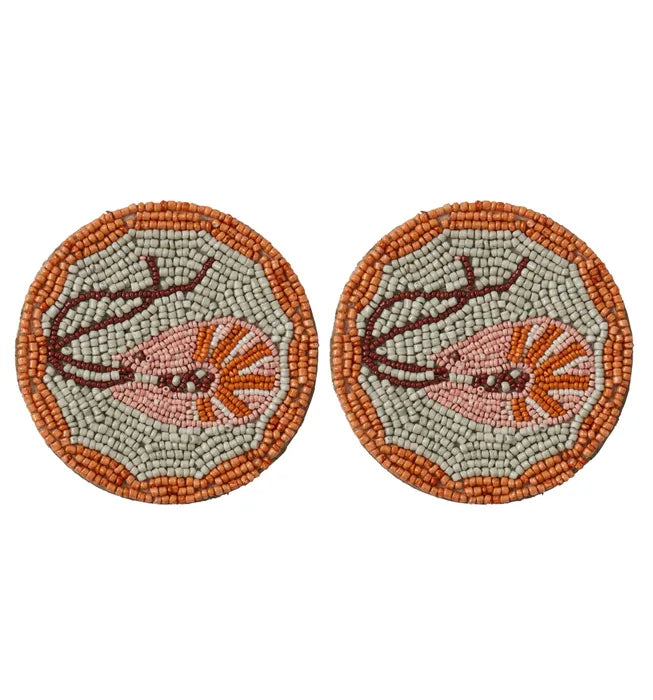 Lobster S/2 Beaded Coasters 10cm