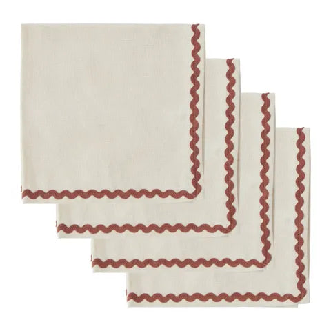 Orla S/4 Cotton Napkins 40cm Ivo/Russet