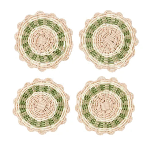 Ostuni S/4 PP Woven Coasters 11cm Olive