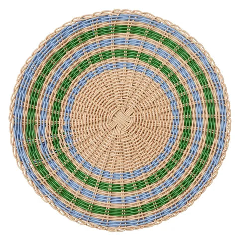 Padua PP Woven Placemat 38cm Nat/Sky/Grn