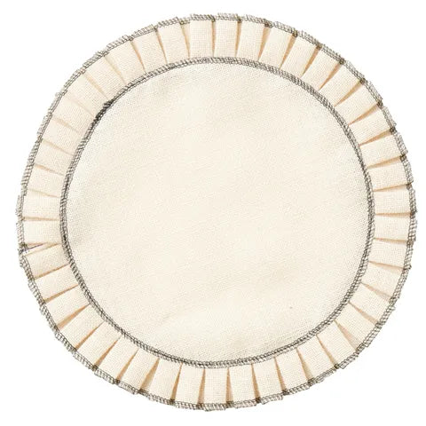 Pleat Jute Placemat 38cm Ivory/Black