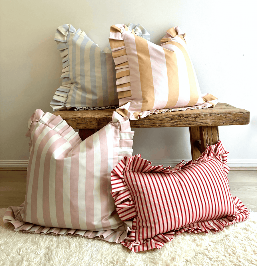 Rae ruffle striped square cushions