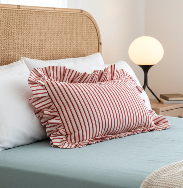 Rae Ruffle Cushion | Crimson